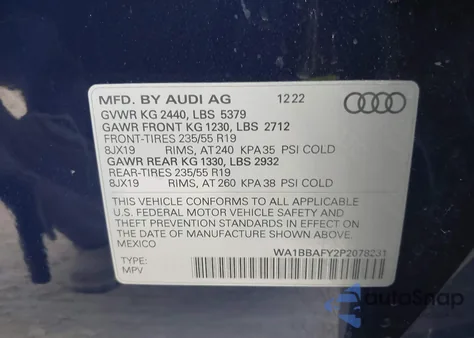 2023 Audi Q5 Premium Plus 40 Tfsi Quattro S Tronic from USA, damaged, VIN WA1BBAFY2P2078231